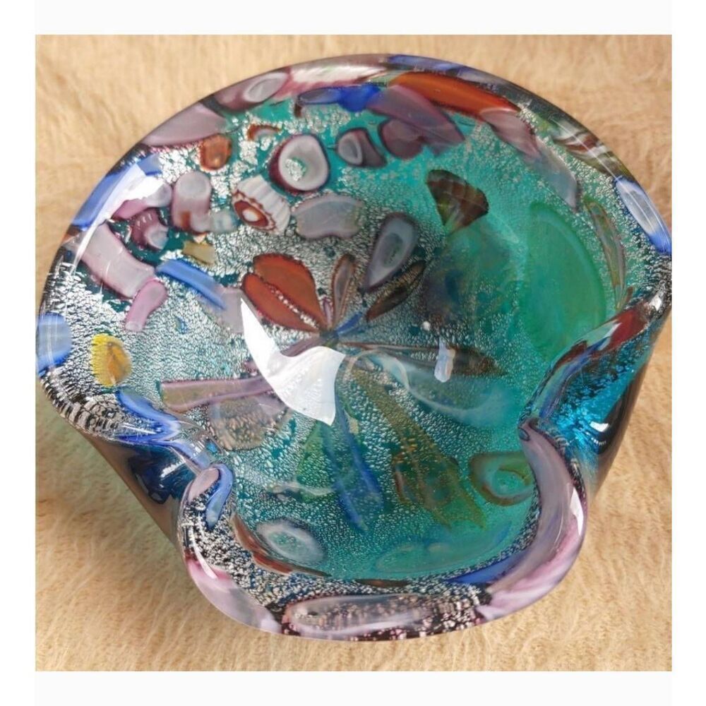Dino Martens Vintage 1950s Murano Italy Small Glass Bowl Handcrafted.